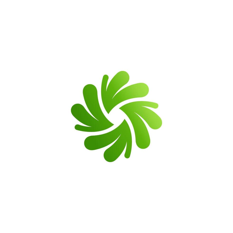 simple leaf, flower four shape logo, leaf shape icon, fresh colors dynamic green vector