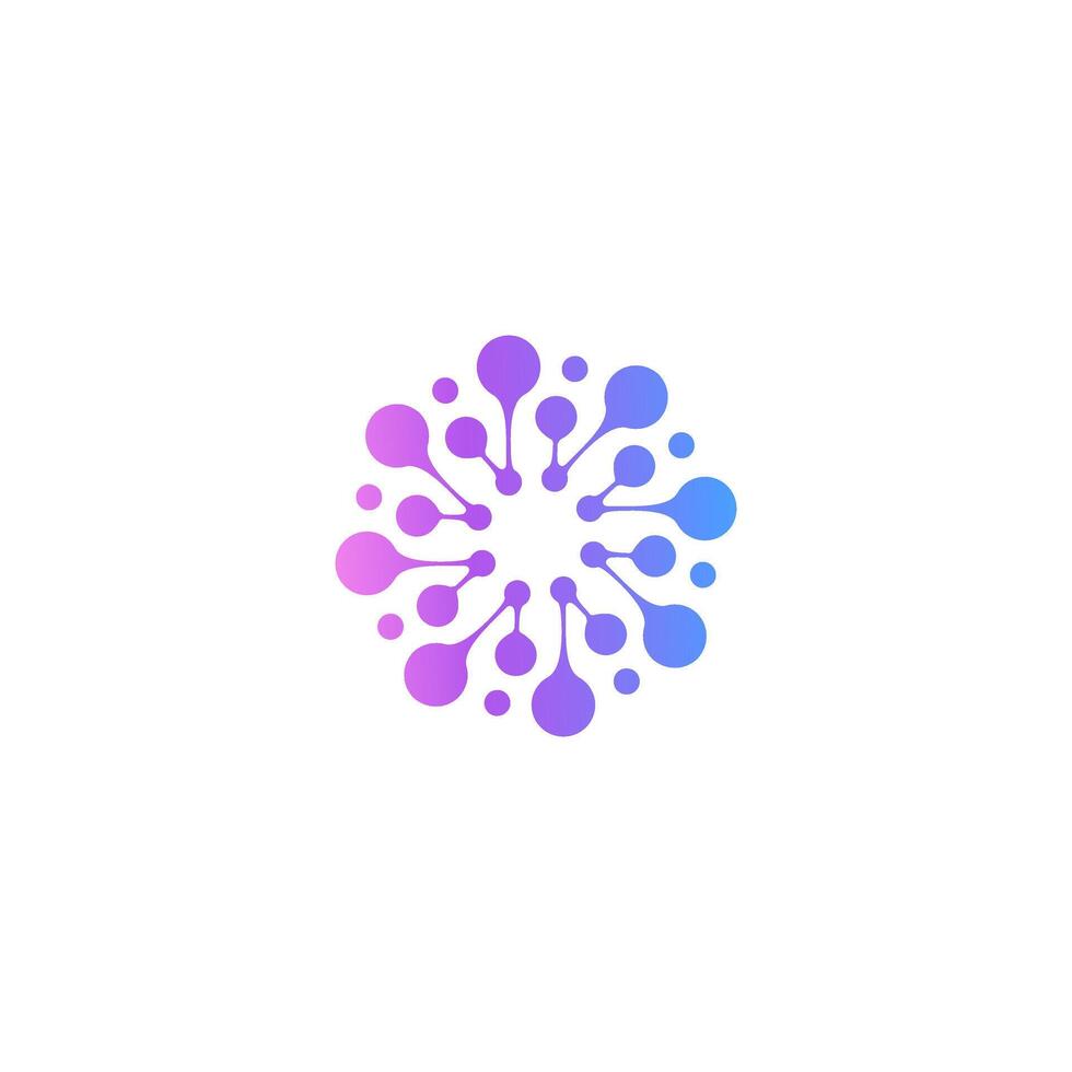 molecule, neuron logo biology science icon, floral neuron plasma circular. abstract, biotech atom, nano, sparkling water. vector