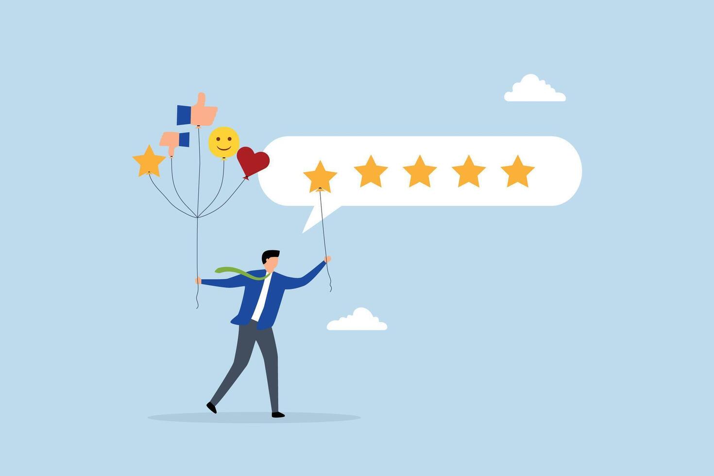 5 Stars review, customer giving 5 stars rating or customer experience. vector