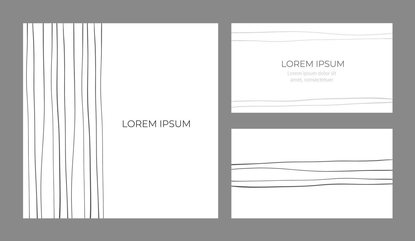 Minimalist templates for business cards and branded cards and posters. with black lines on a white background. Design concept for business branding, advertising flyers and typography copyspace. vector