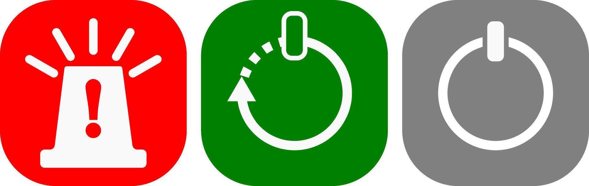 warning button restart button, power on or off button vector