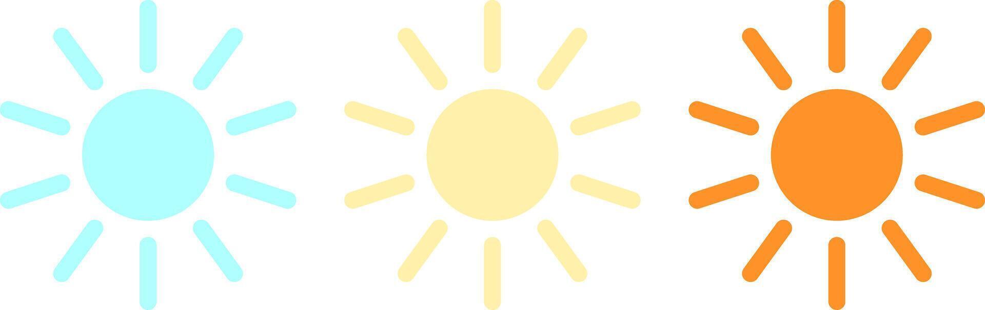 Sun icon set in 3 color vector