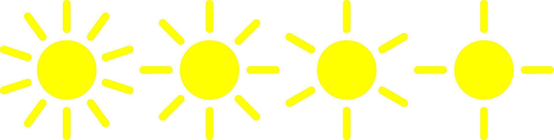 Sun icons set in yellow vector