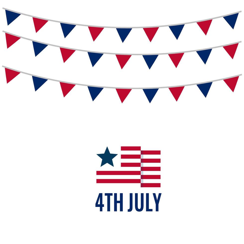 4th of July Patriotic decorations. Flat design. Illustration on white background. vector