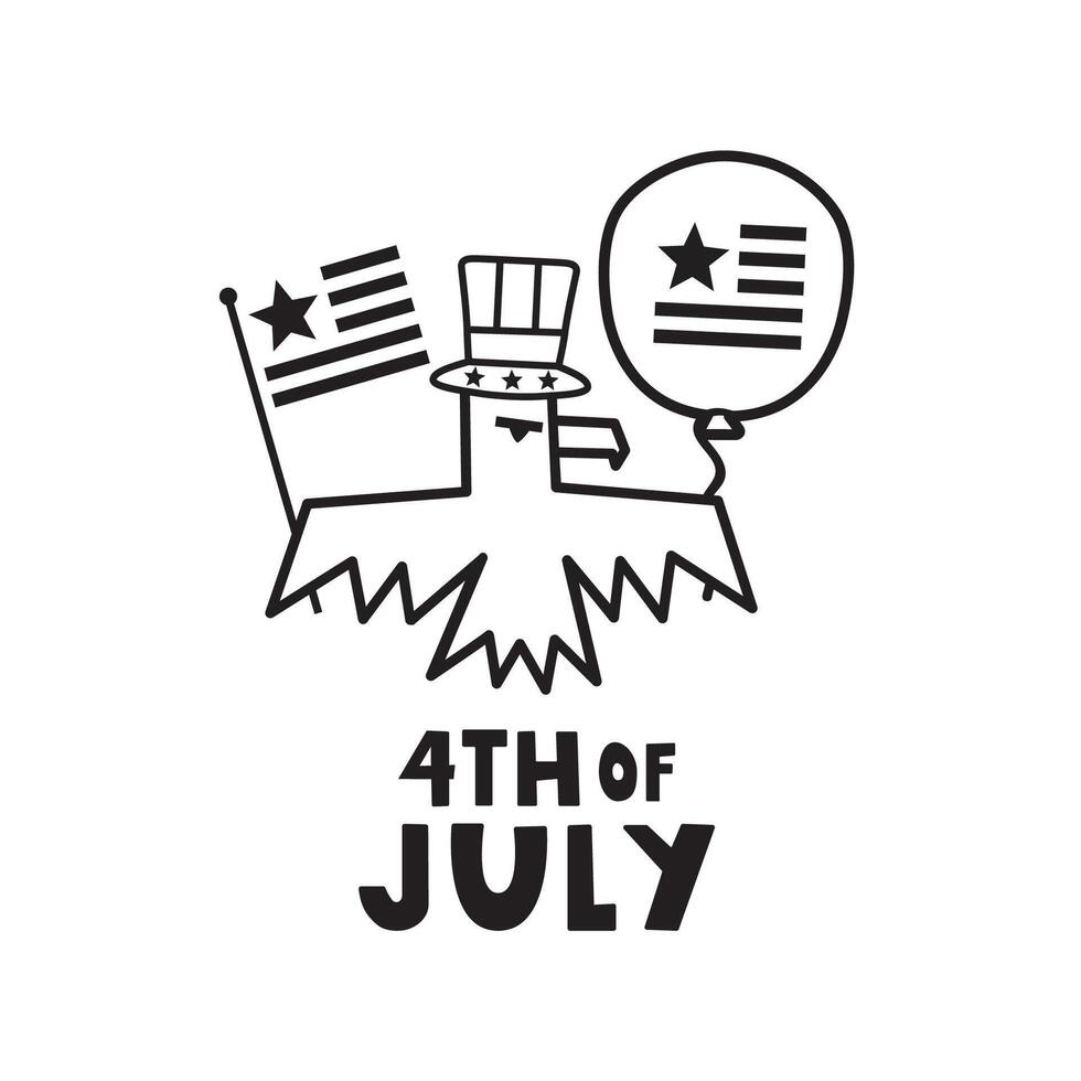 Eagle patriotic design. 4th of July. Outline design. illustration on white background. vector