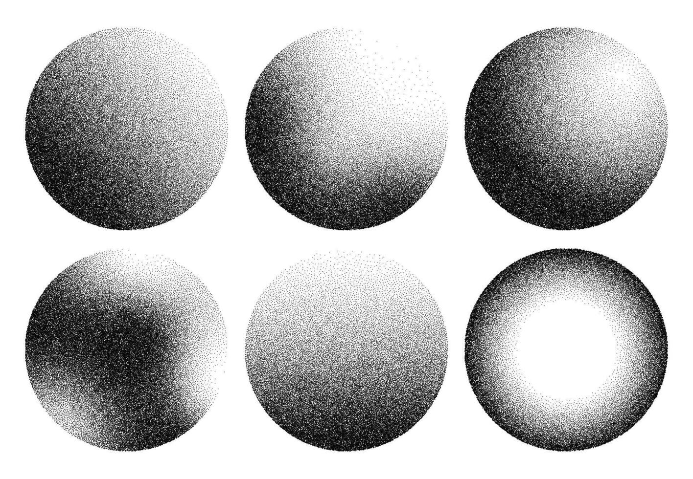 Grain noise gradient sphere shapes, stipple dots vector