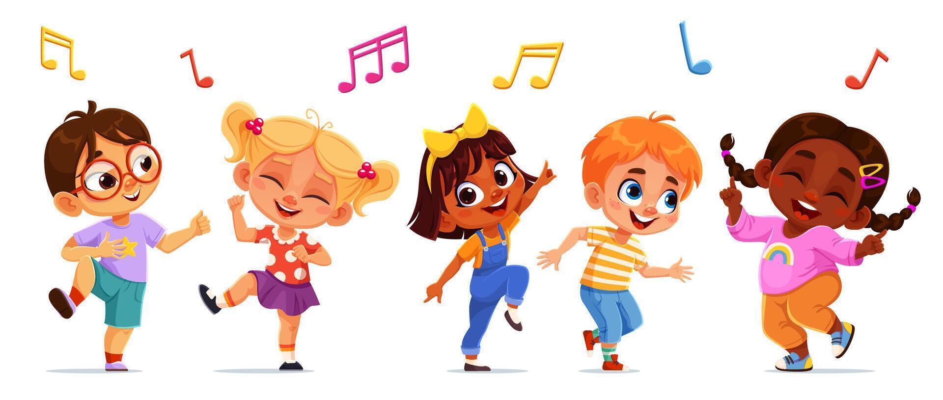 Kids dancing and jumping at happy party fun vector