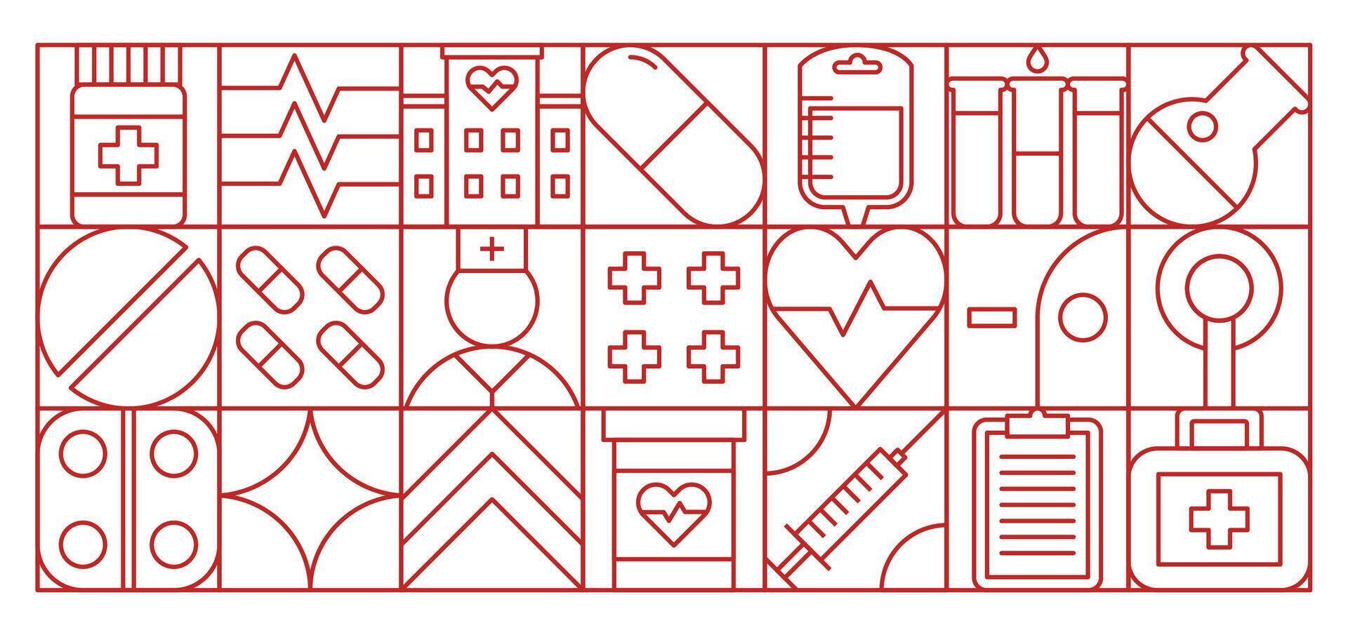 Heart healthcare geometric pattern tile background vector