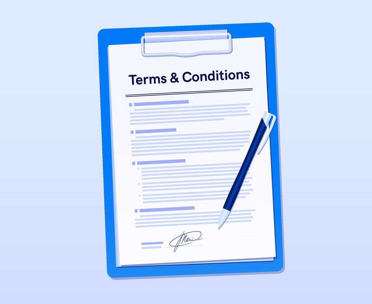 Terms and conditions agreement paper document. vector