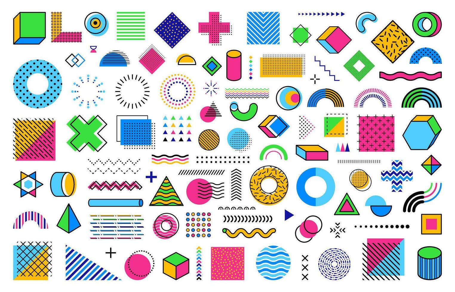 Memphis shapes set of geometric abstract figures vector
