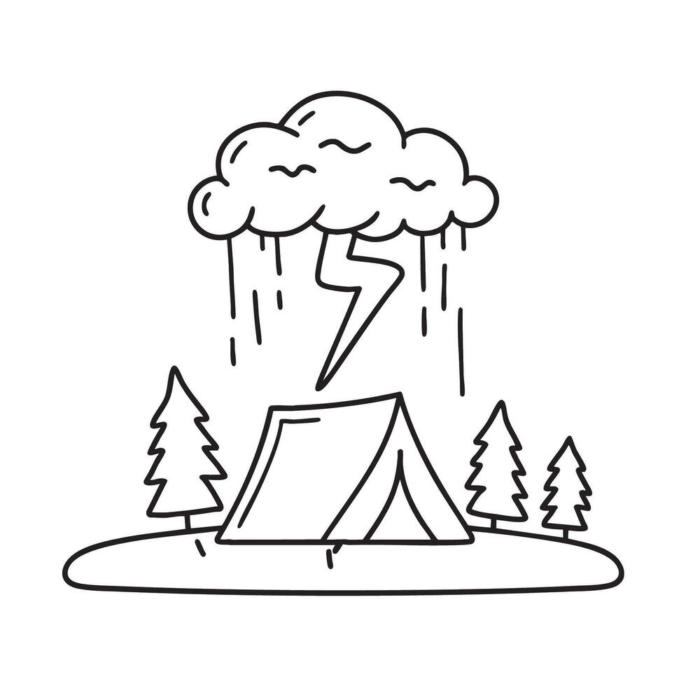 A thunderstorm floating above a tent vector