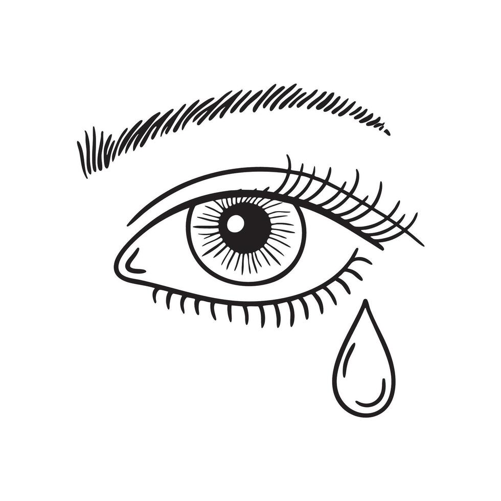 A tear emerging from the corner of a wide eye vector
