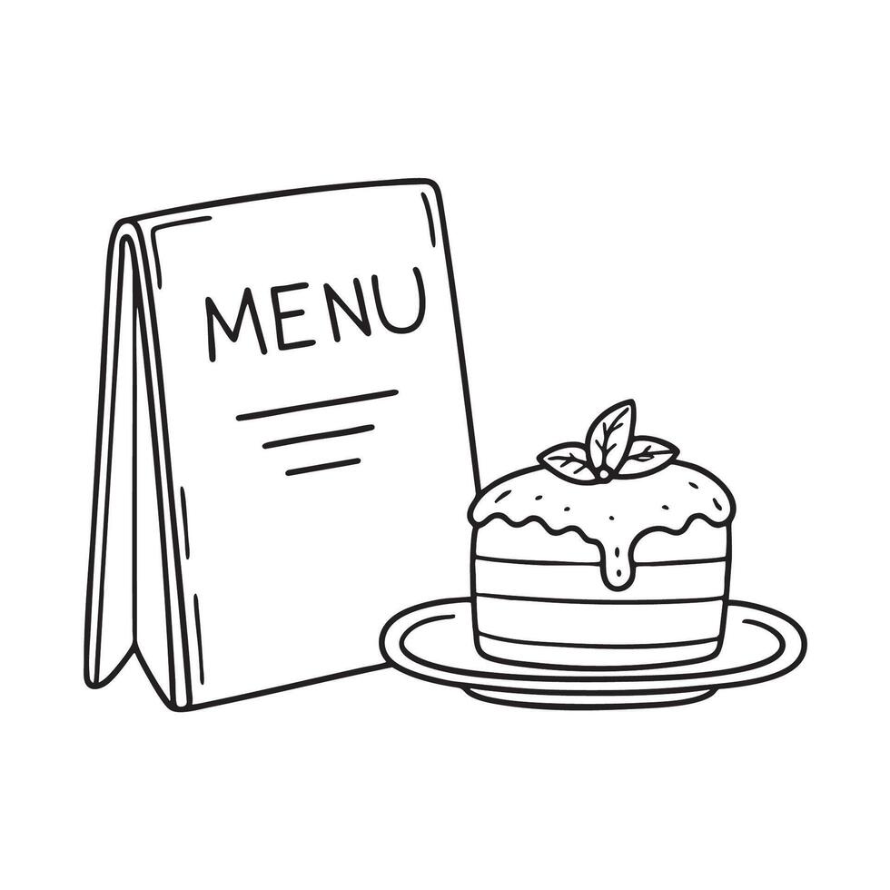 A tiramisu resting beside a menu vector