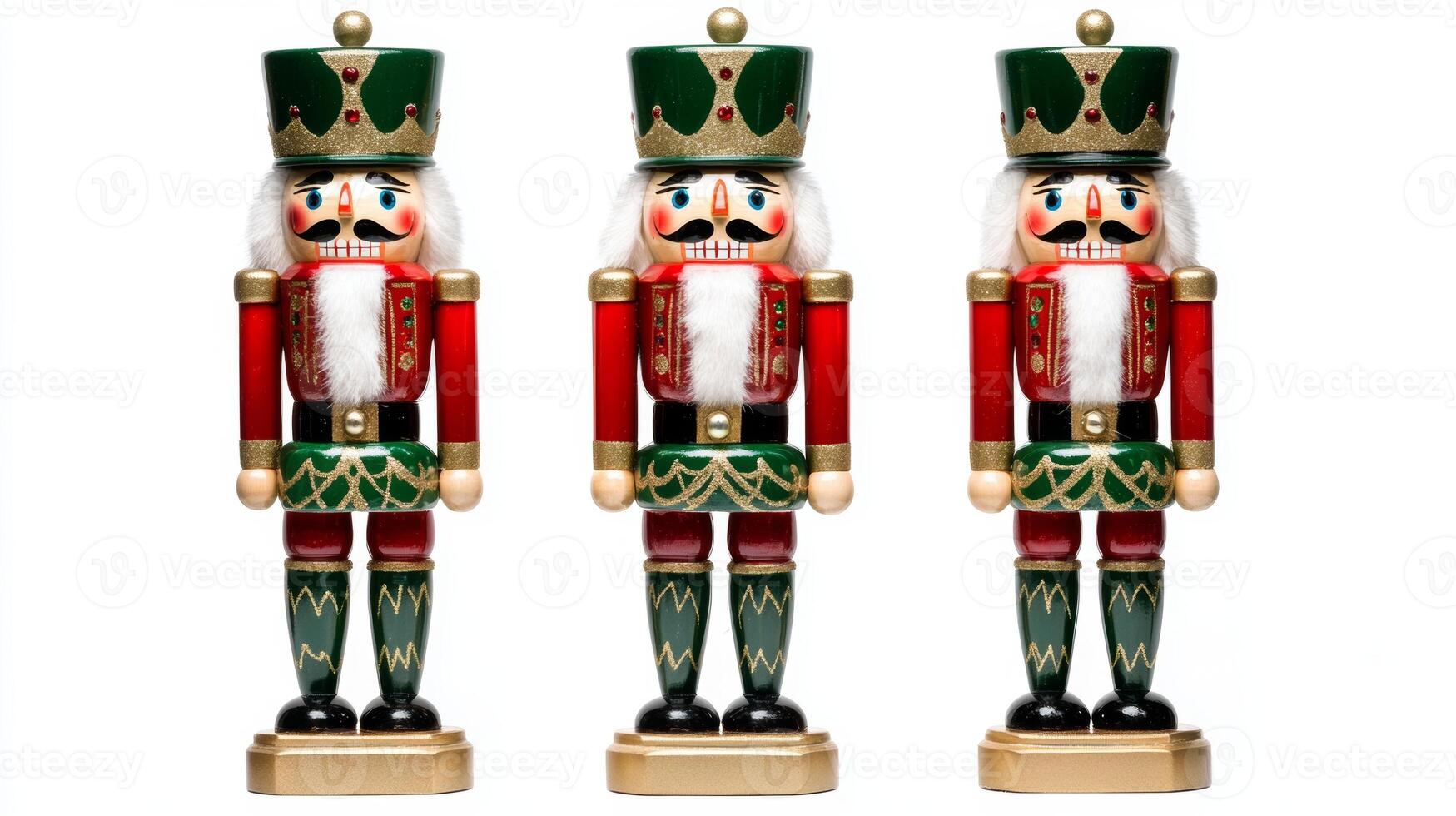 Christmas nutcracker trio on a white background ready to bring festive cheer during the holiday season photo