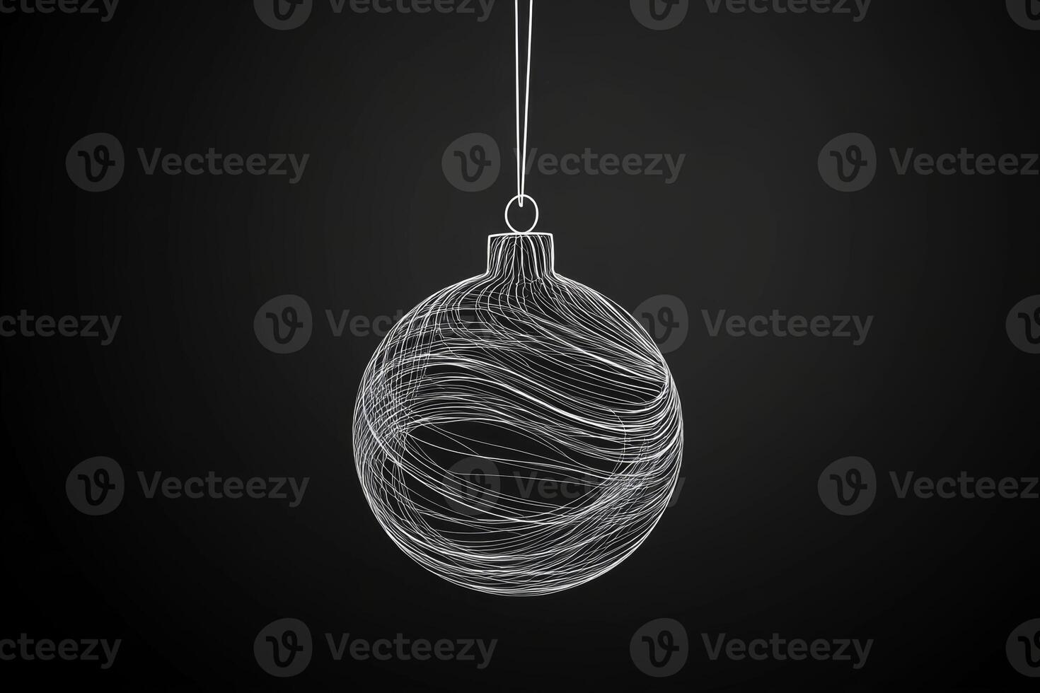 A delicate Christmas ball silhouette with thin lines hanging gracefully, perfect for holiday-themed designs and festive decorations photo