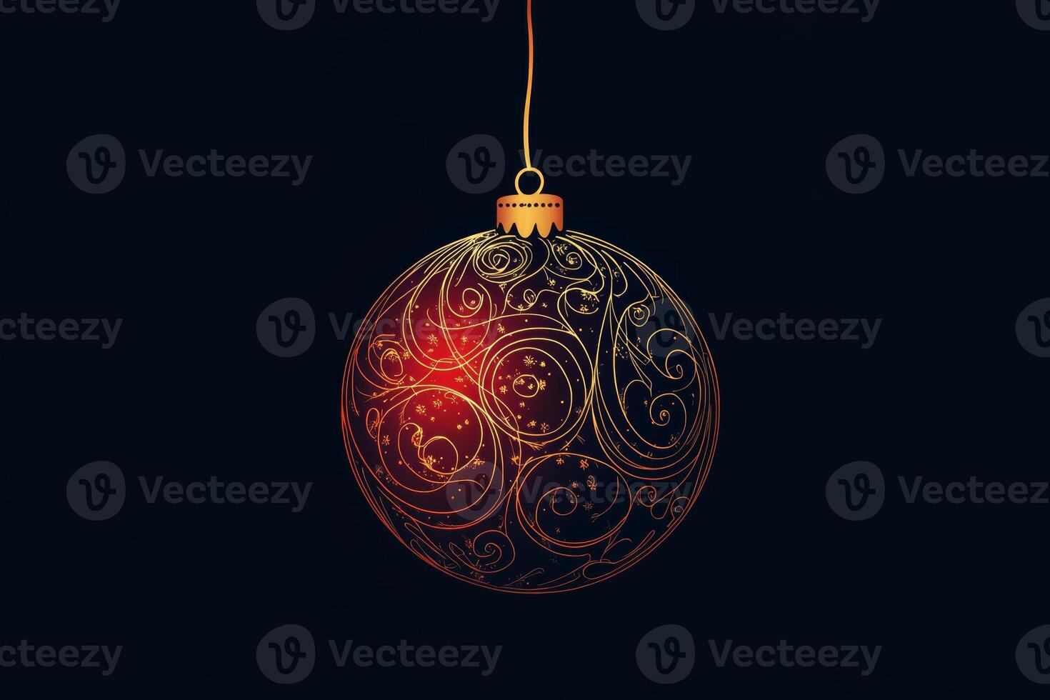 Elegant silhouette of a Christmas ball adorned with intricate thin lines hanging against a dark background, perfect for festive decor photo