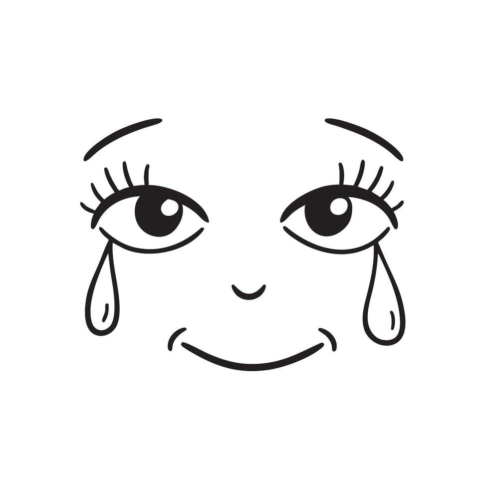 tears under eyes beside a soft smile vector