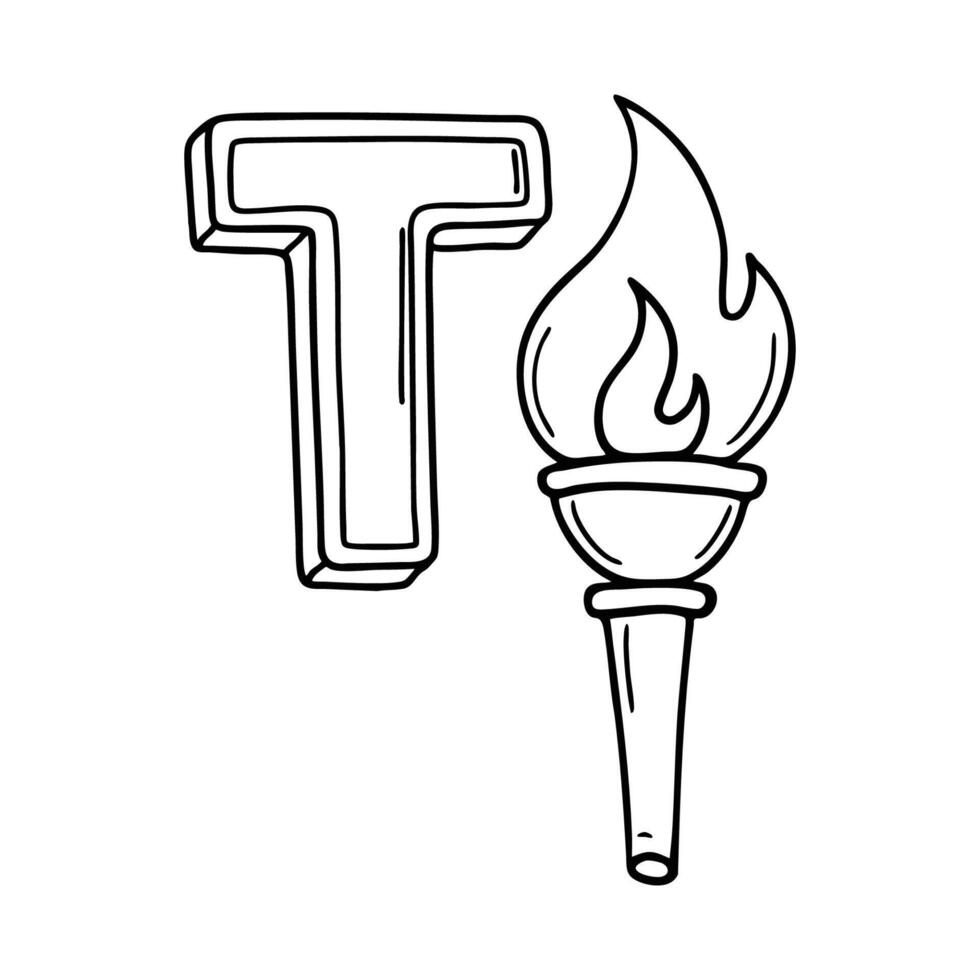 An illustration of letter T stands for T Torch vector