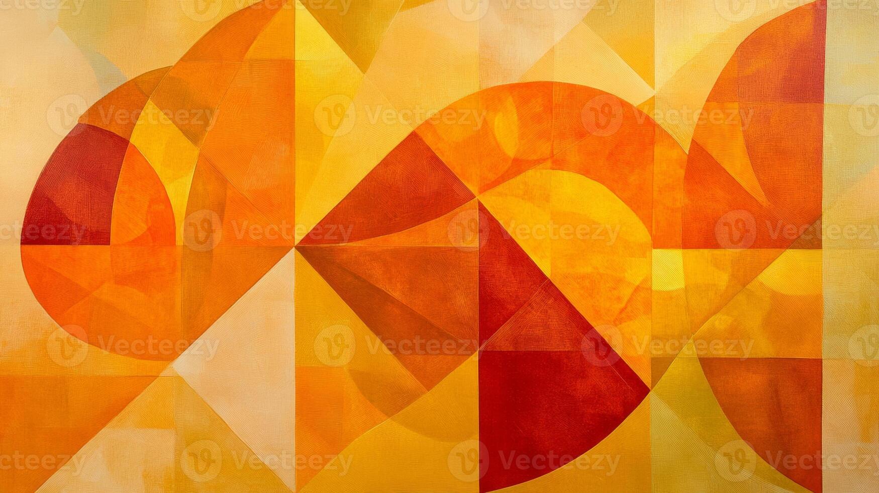 This artwork showcases an abstract geometric pattern with a harmonious blend of orange and yellow hues photo