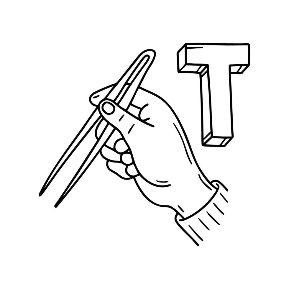 An illustration of letter T stands for T Tweezers vector