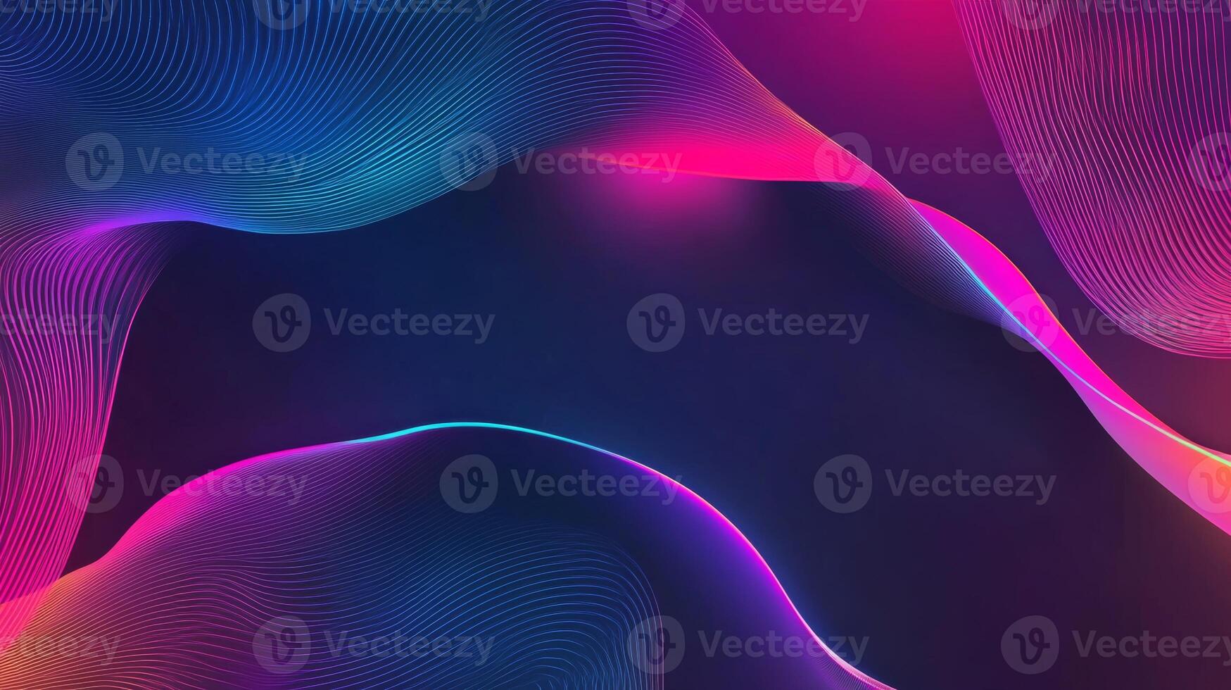 Dynamic abstract background featuring vibrant neon pink, blue, purple, and teal light trails creating fluid movement photo