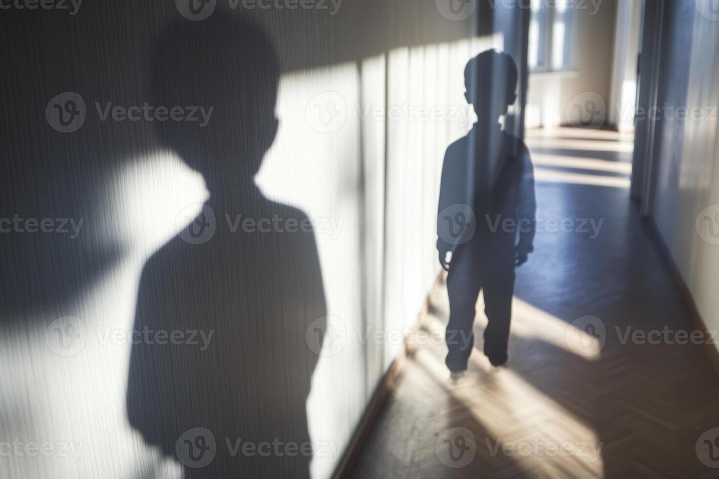 Shadows of exclusion in school hallways highlight the impact of bullying on vulnerable children photo