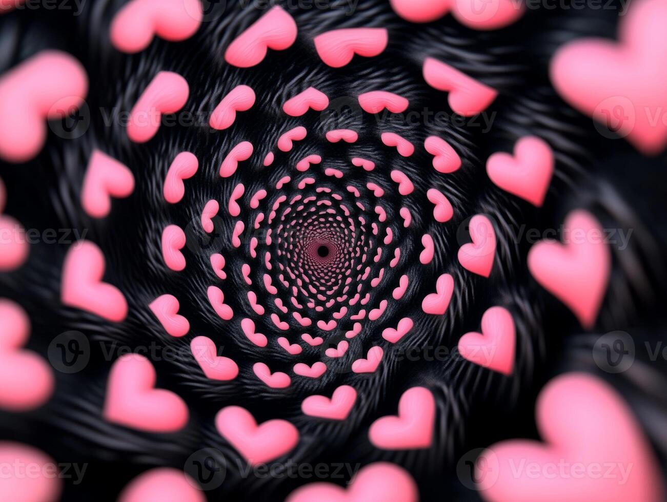 Concentric heart shapes in black and pink create an intriguing visual illusion effect that captivates the viewer's attention photo