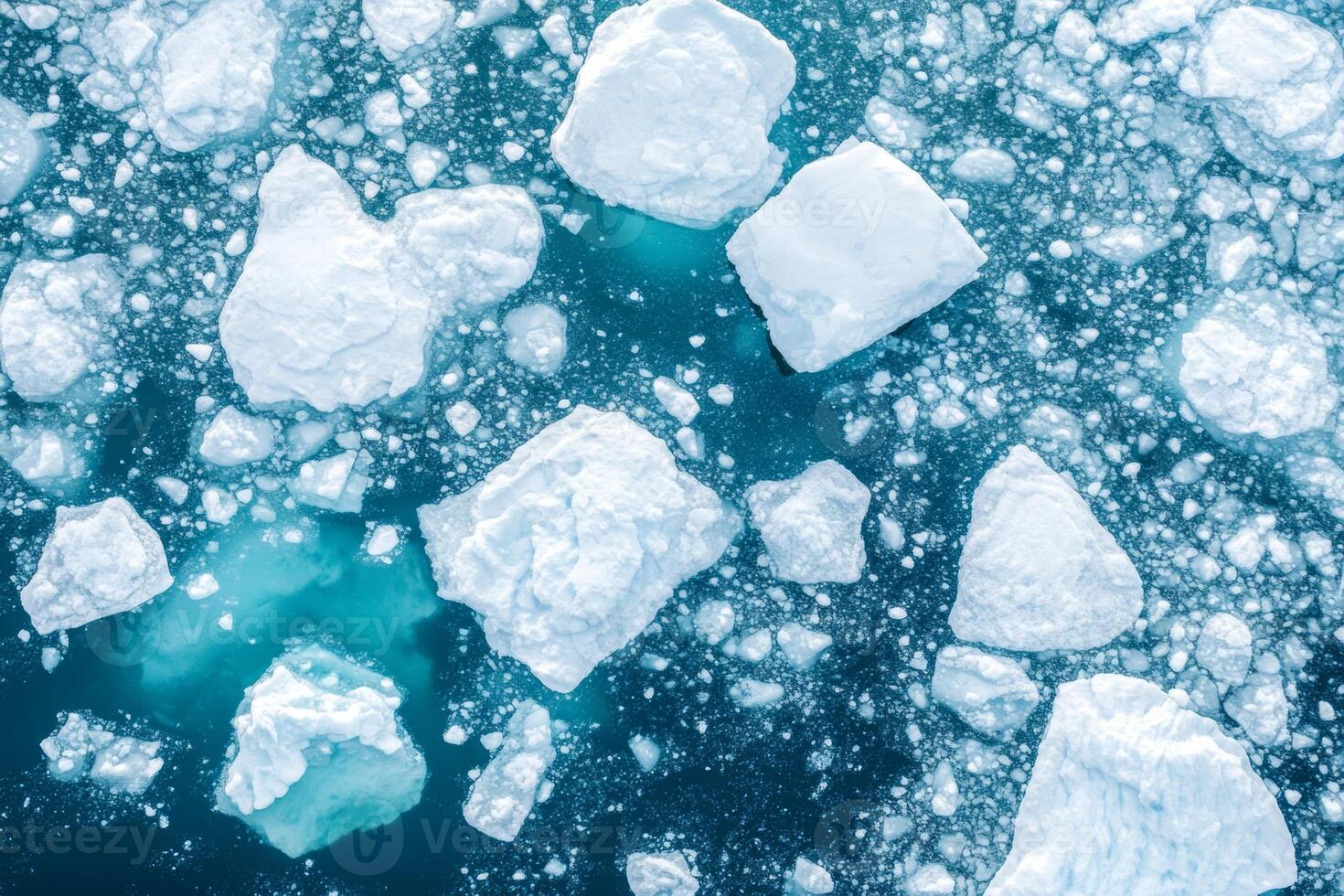 Melting glaciers and floating icebergs illustrate Gulf Stream collapse and urgent climate issues in the Atlantic Ocean photo