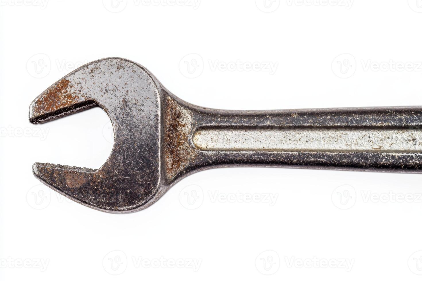 Top view of a ratcheting wrench isolated on a white background showcasing its essential features for effective fastening tasks photo