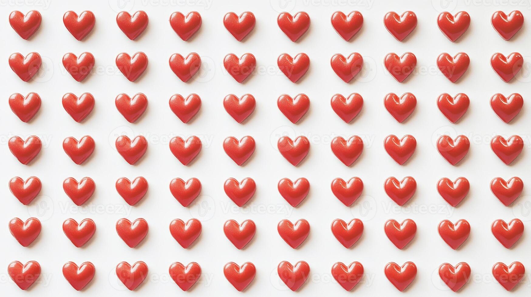 Decorative pattern of small red hearts arranged in rows on a white background, perfect for various festive occasions photo
