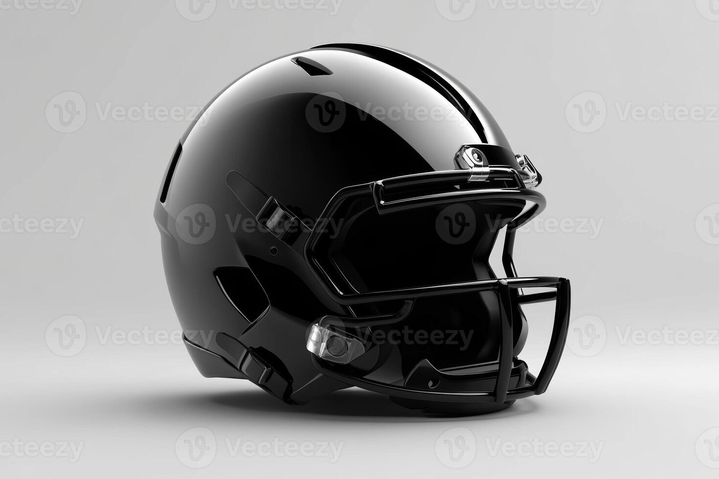 Sleek minimalist black American football helmet for team branding and customization options photo