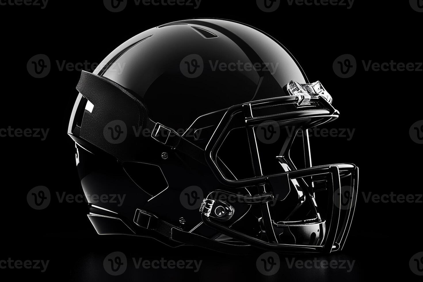 Sleek black American football helmet designed for customization and team branding in a minimalist style photo
