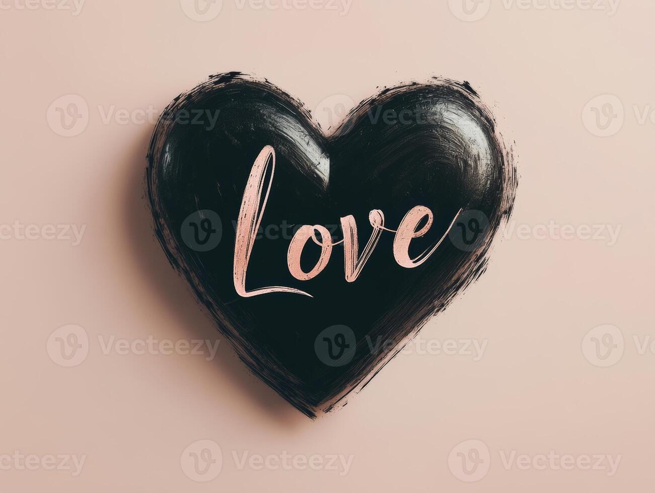 Minimalistic black heart outline with the word love in cursive design perfect for expressing affection and compassion in art and decor photo