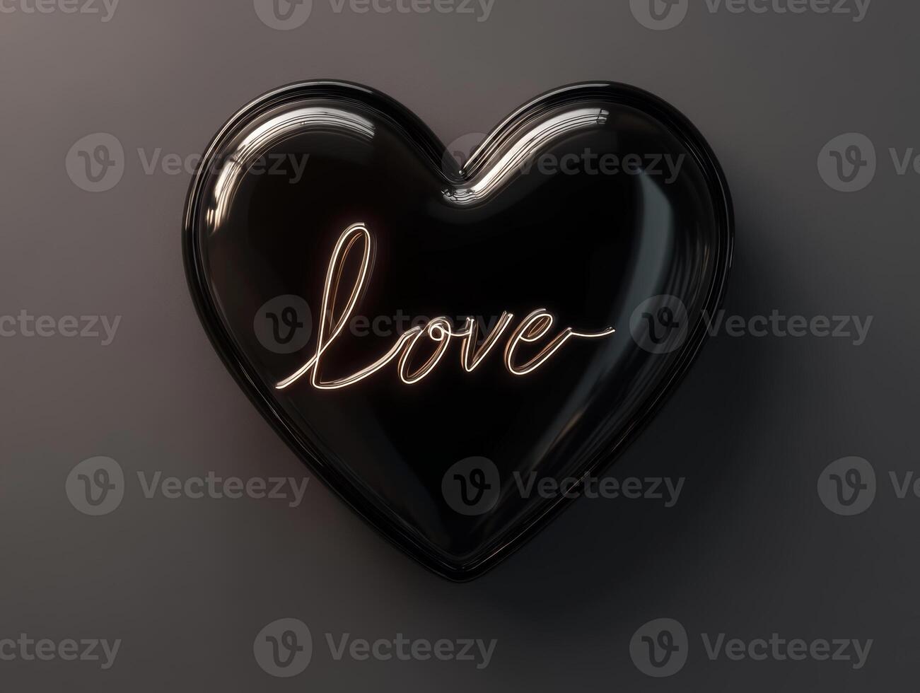 Stylized black heart outline featuring the word love in cursive, perfect for modern design aesthetics and romantic expressions photo