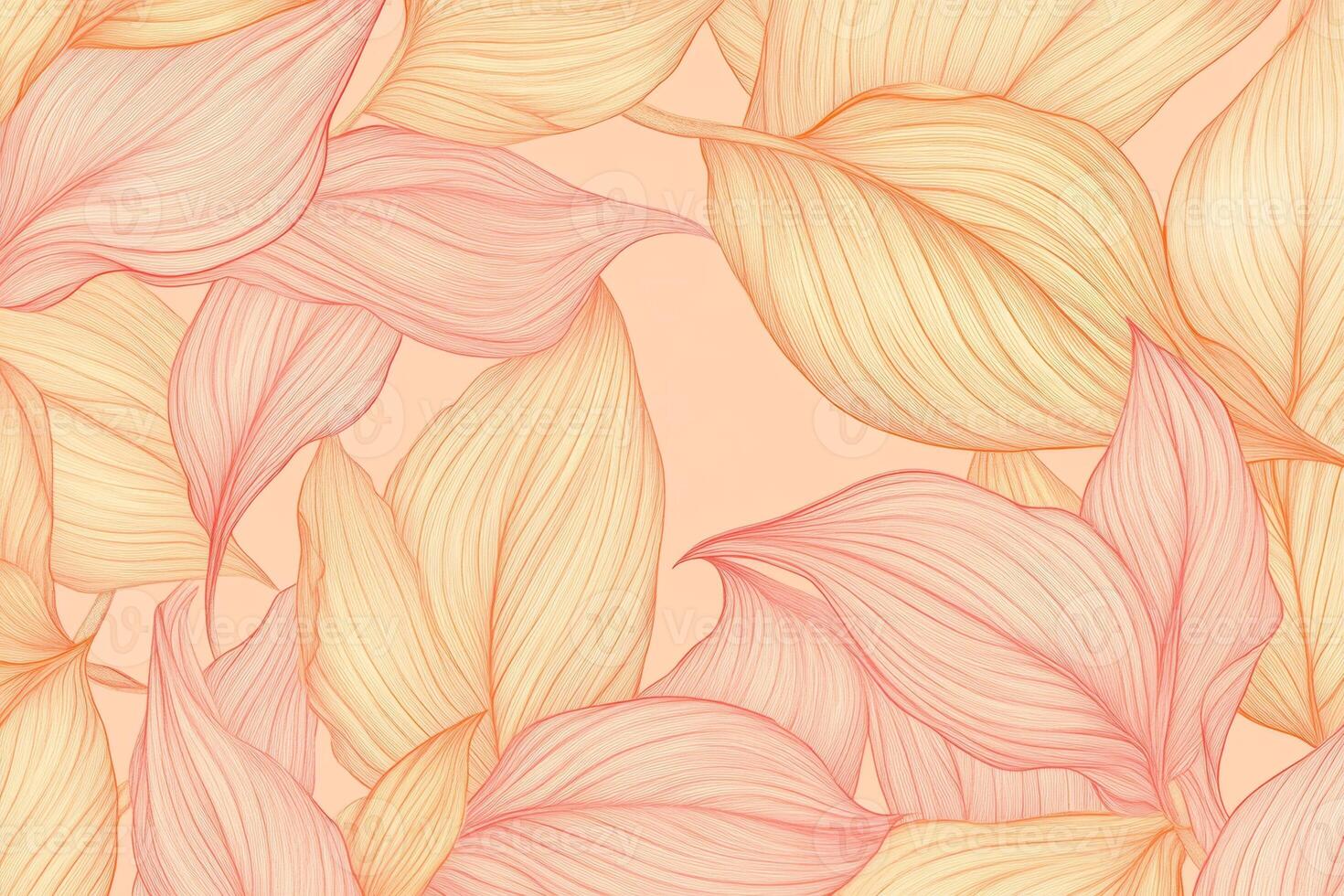 Delicate vintage foliage pattern featuring light orange leaves on a soft pink background, ideal for versatile decor applications photo