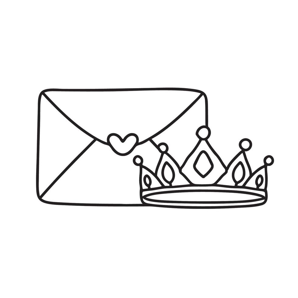 A tiara placed beside a sealed invitation envelope vector