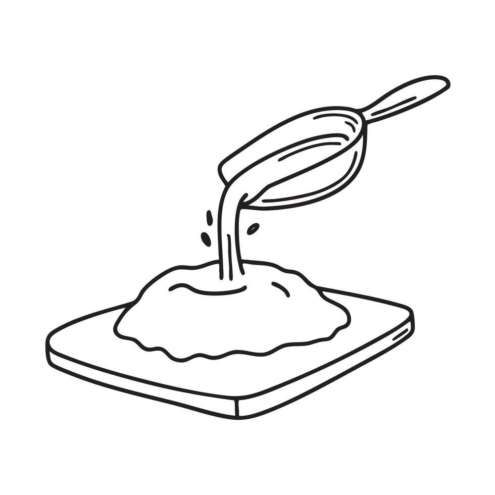 A tapioca flour sprinkled over a rolling board vector