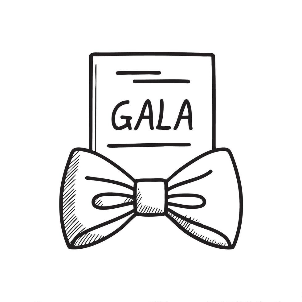 A tie bow folded near a note marked gala vector