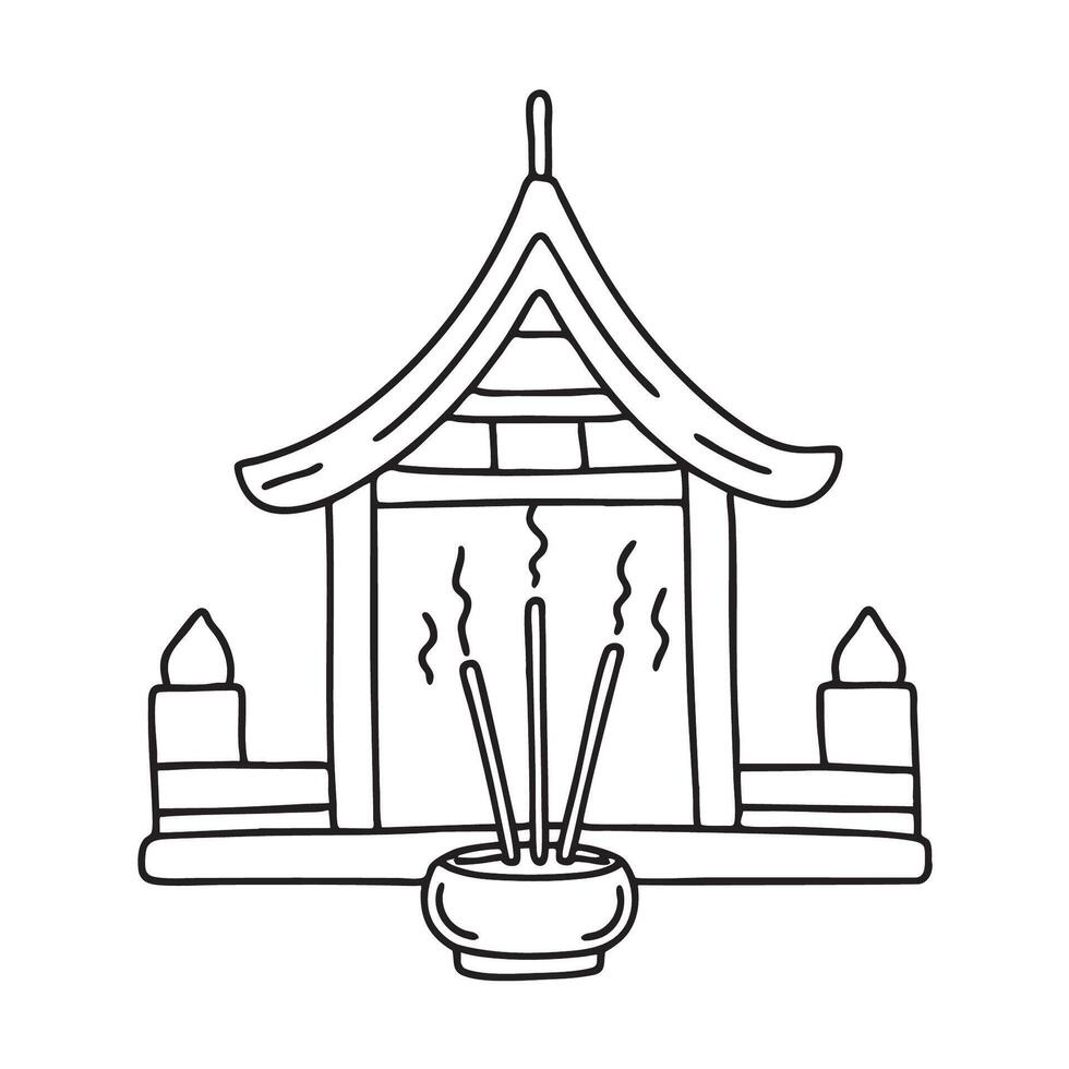 A temple with incense sticks burning in the altar vector