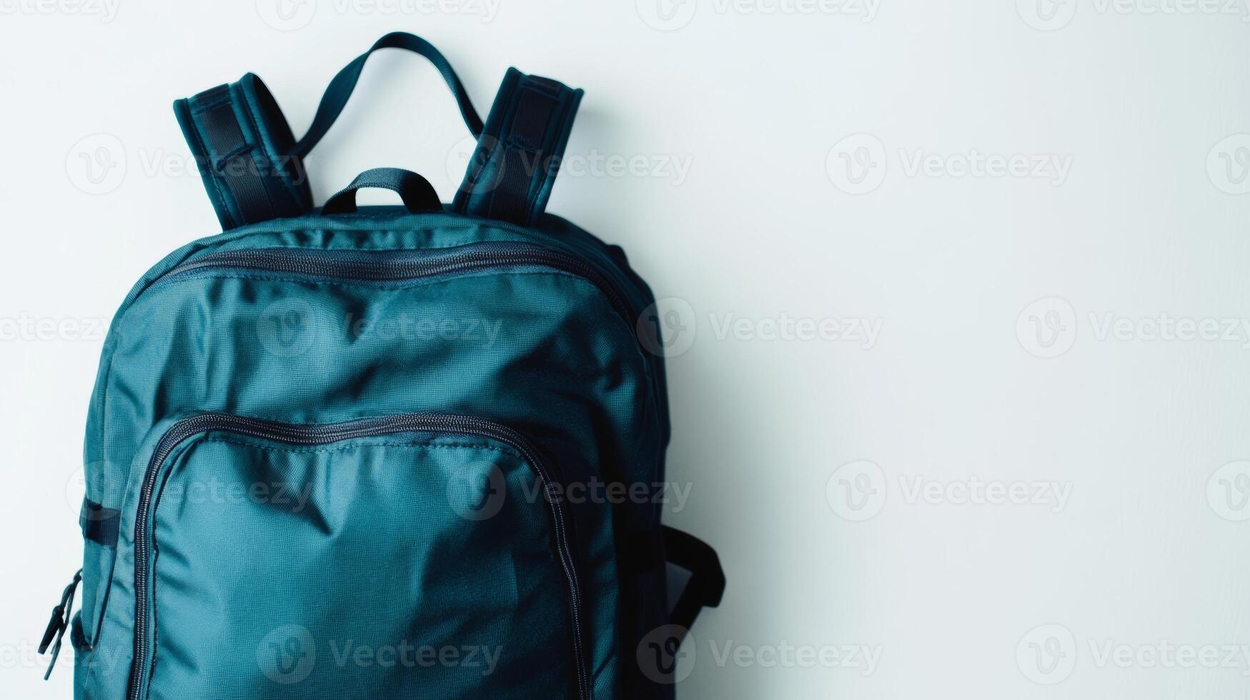 Backpack placed against a light background, showcasing its size and design in a minimalist style photo