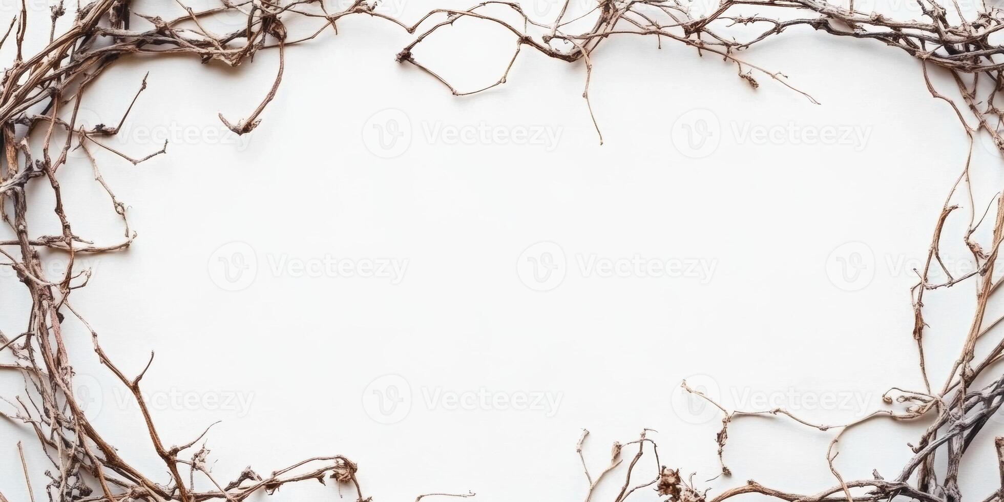 Natural dried vine wreath frame suitable for rustic decor or seasonal crafts, featuring intricate textures and neutral tones photo