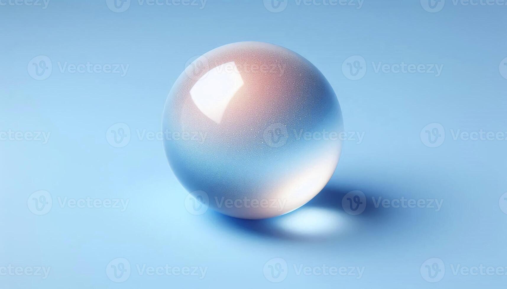 Translucent Sphere with Light Reflections on a Soft Blue Surface photo