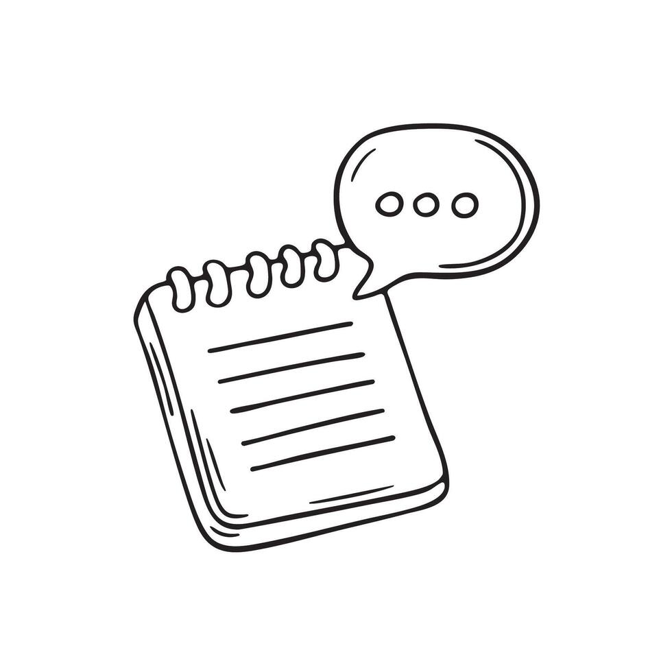 A talk symbol hovering above a notepad vector