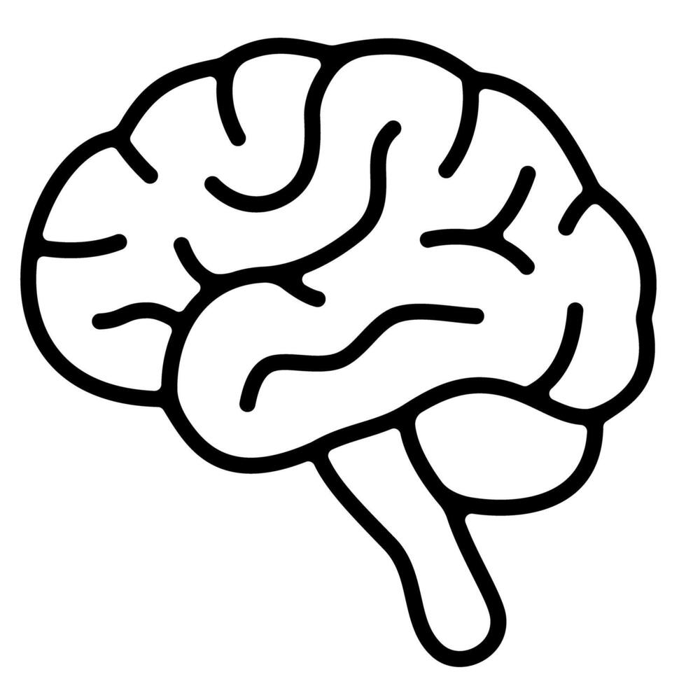 Minimalist Black and White Brain. Side view vector