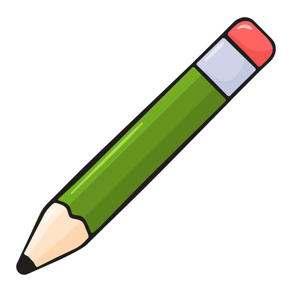 Pencil with Eraser in Cartoon Style vector