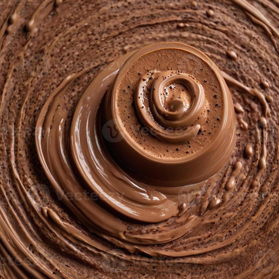 Chocolaty Swirl of Rich Pudding Dessert with Dense Circular Ripple Effect photo
