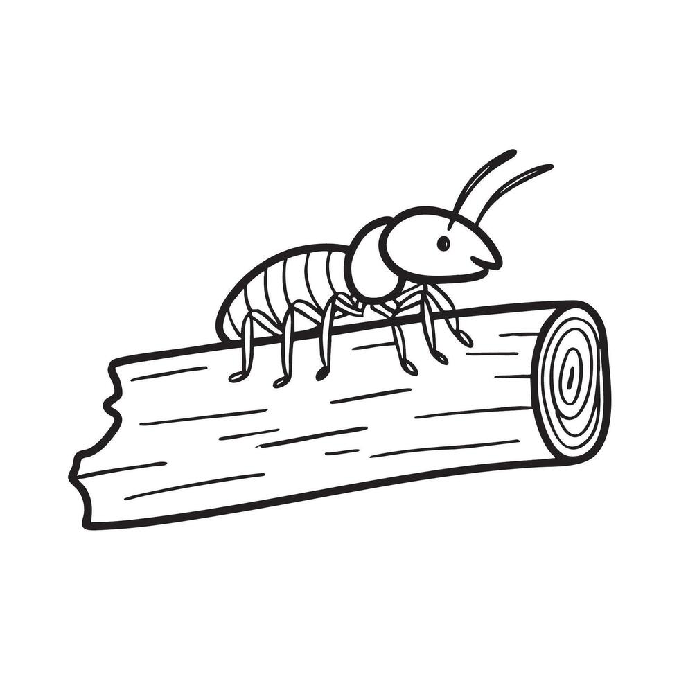 A termite crawling on a broken wooden plank vector