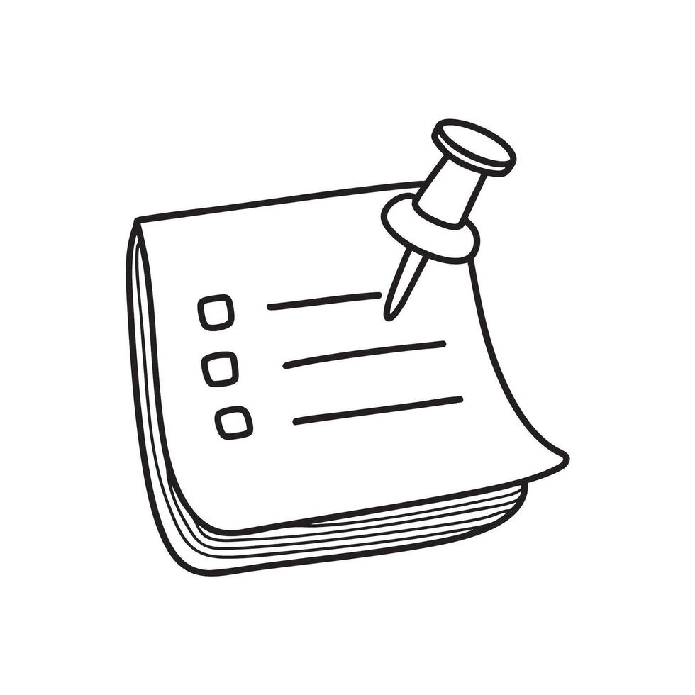 A thumbtack pinned on top a list note vector