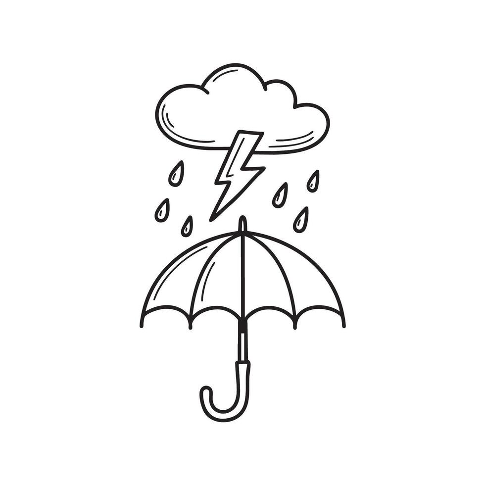 A thunderstorm hovering above an umbrella vector