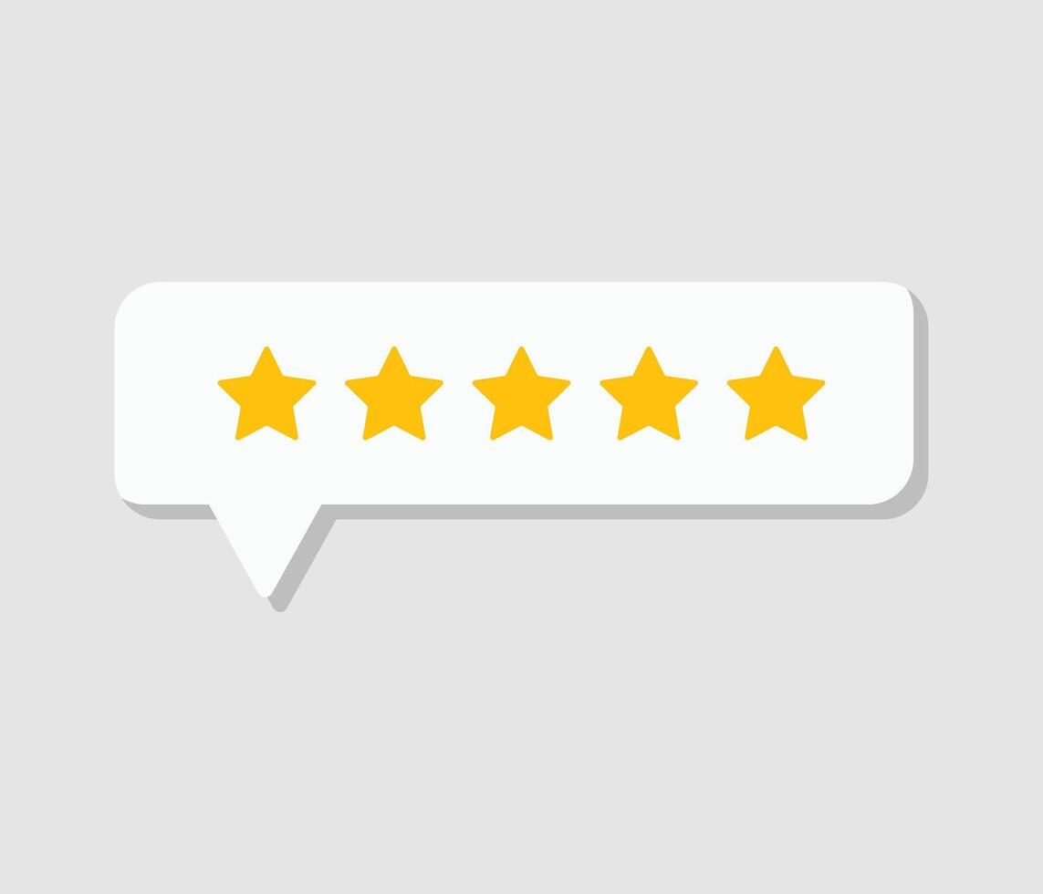 Five star rating in paper cut style design isolated on grey background. Feedback, Review, and rate us concept. vector